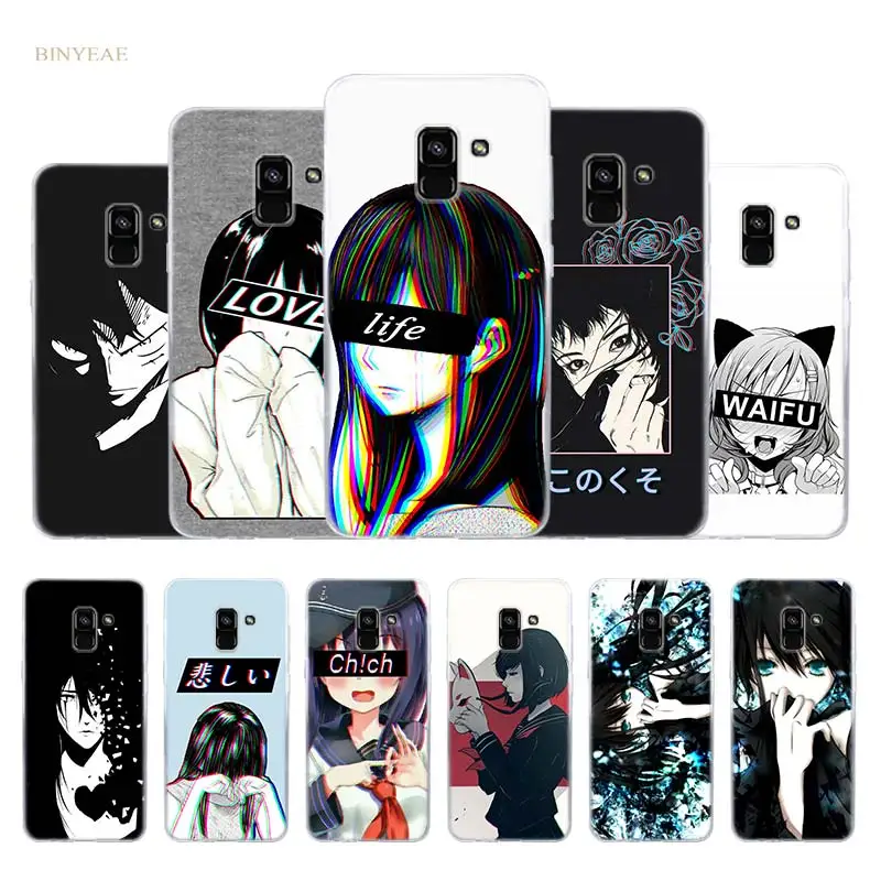 

LEWD Sad Case for Samsung A50 A30 A10 A8 A7 A6 Plus 2018 A6S A8S A9S A9 Star A5 2017 Clear Silicone Coque Cover Japanese Anime