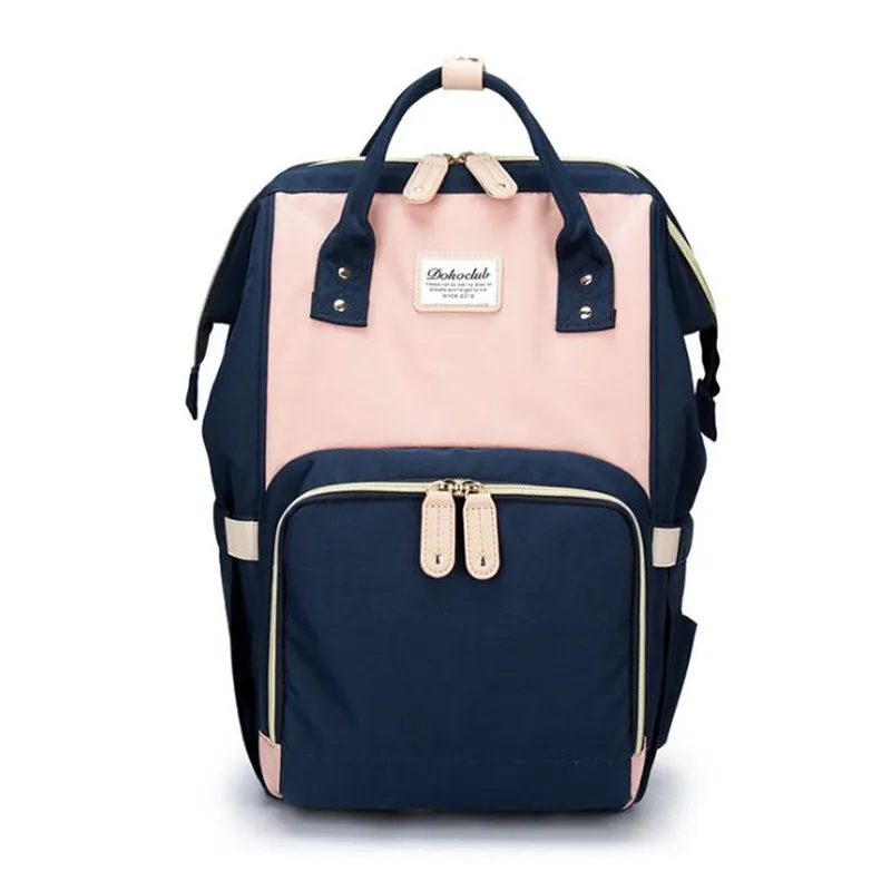 Dokoclub сумка для подгузников для мам, большая сумка для кормления, рюкзак для путешествий, дизайнерская сумка для детских колясок, рюкзак для детских подгузников - Цвет: Navy Pink