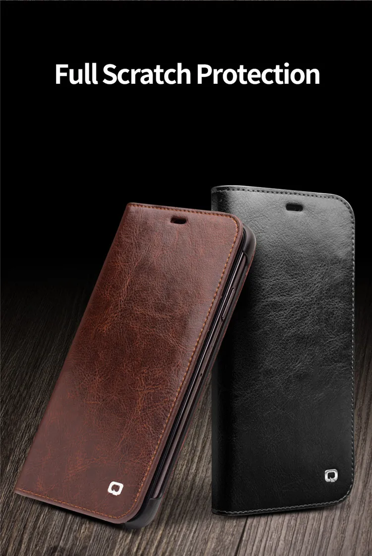 Case de Telefone para Iphone Slot para Cartão Capa para Iphonexs Qialino Luxo Ultra Fino Artesanal xs - xr Couro Genuíno Carteira Bolsa Flip Max 5 Estojos dobráveis
