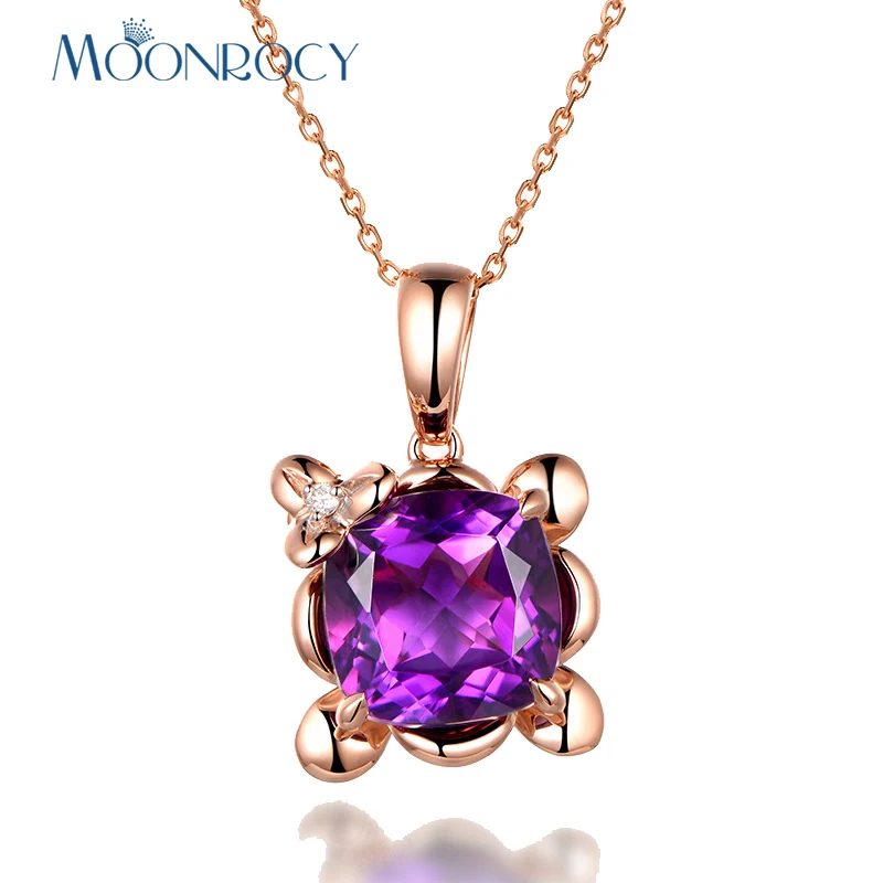 MOONROCY розовое золото цвет фиолетовый кристалл кулон ожерелье Чокеры для женщин