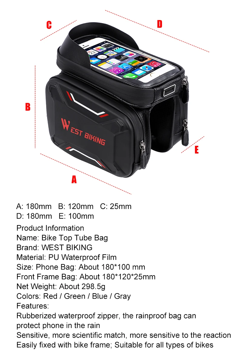 Top WEST BIKING Waterproof Bicycle Bag MTB Mountain Road Bike Frame Bag Touch Screen Phone Case Storage Basket Cycling Accessories 13