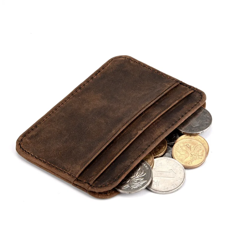 Кожаный бумажник для кредитных карт из коровьей кожи винтажный минималистичный