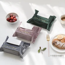 Скандинавская вышивка, бархатная тканевая коробка для салфеток, бумажный держатель для полотенец, чехол для салфеток, лоток для автомобиля, гостиной, обеденного стола, домашний декор