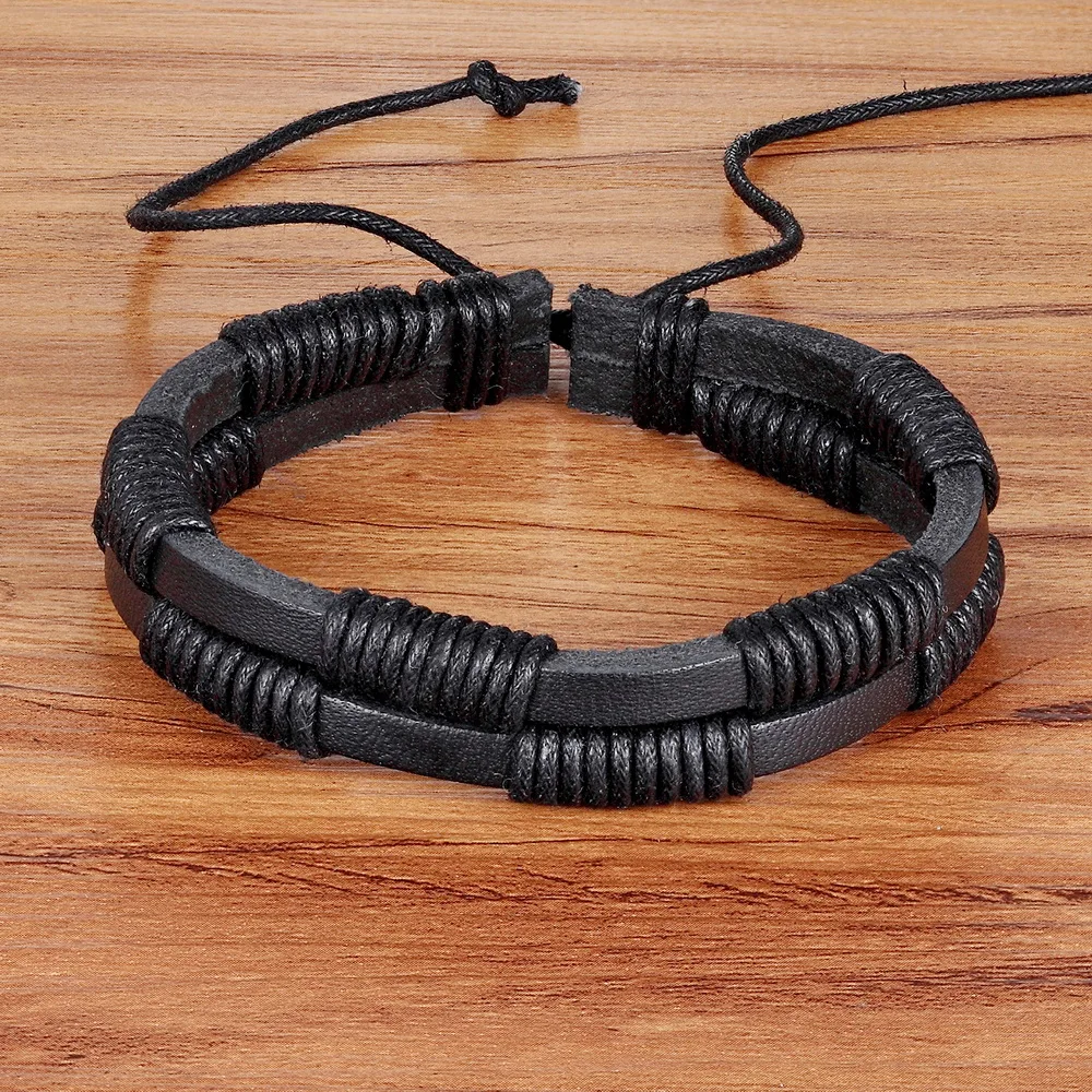 

2019 New Fashion Anchor Leather Men's Bracelets Popular Bangle DIY Handmade Weave Charm Bracelets Pulseras!