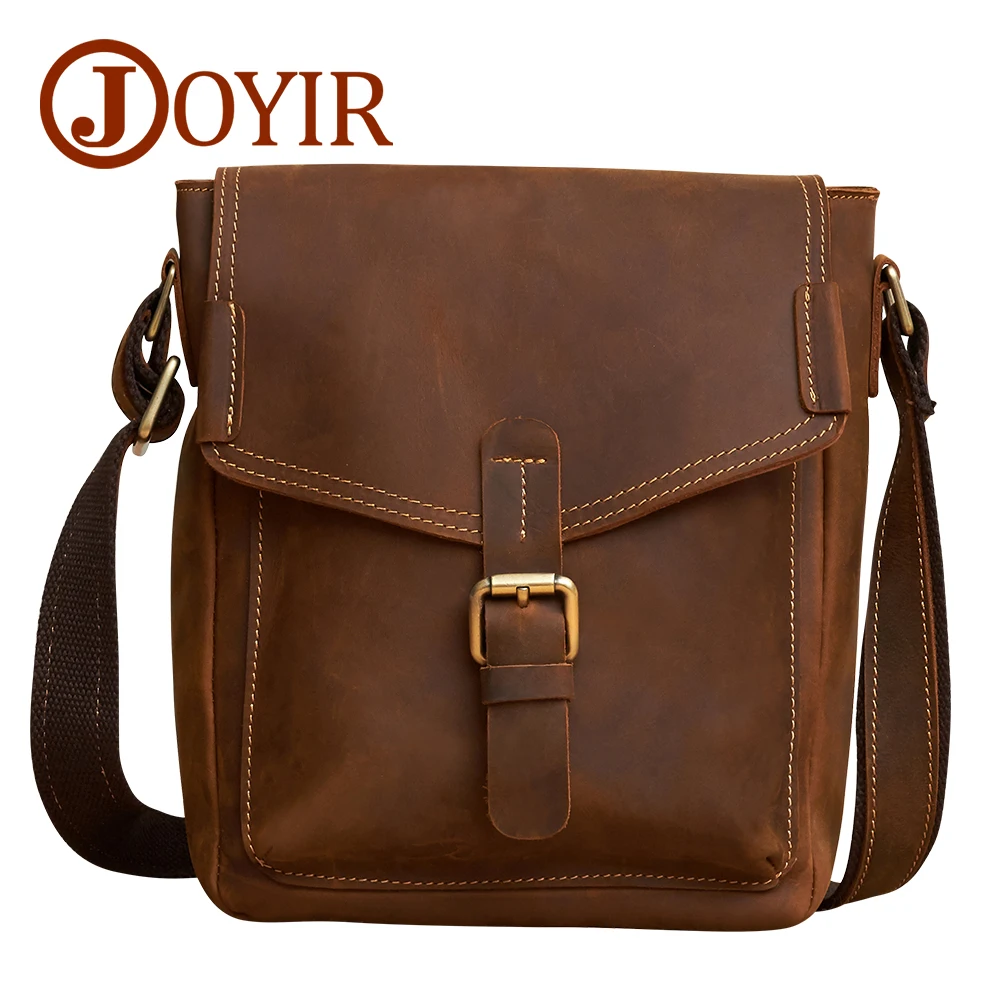

JOYIR Designer Small Messenger Bag Genuine Leather Men Bag Male Vintage Flap Shoulder Crossbody Bags Luxury Men Leather Bag