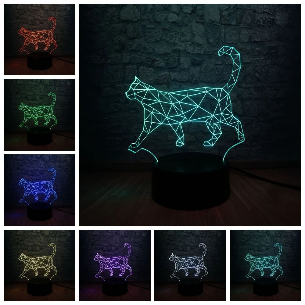 Прямая поставка 3D визуальная иллюзия Лампа детский ночник собака кошка стиль лампа щенок мультфильм для ребенка подарок прикроватный Декор для спальни