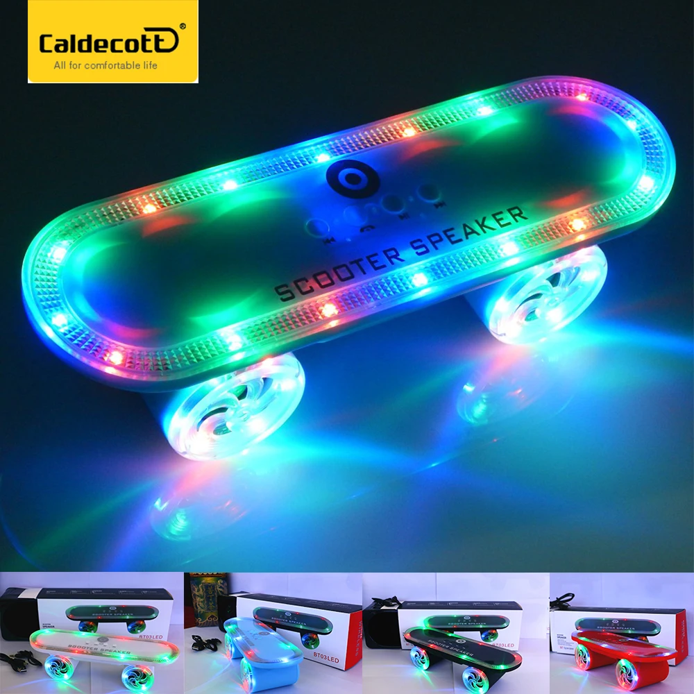 New Skateboard Bluetooth Speaker Cool LED Multi color Lights With Mic ...