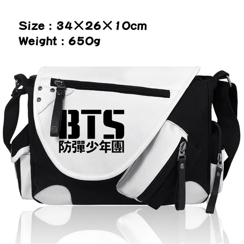 BTS Bangtan Boys Shoulder Bag PU Leather Canvas Messenger Bag Men Women Casual Schoolbag