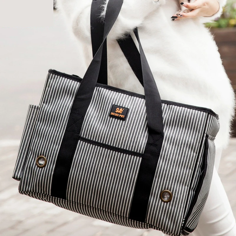 Cat Portable Breathable Cats Foldable Striped Pet Bag Shoulder Cat Bag Pet Backpack Plus Size Dog Transparent Bags