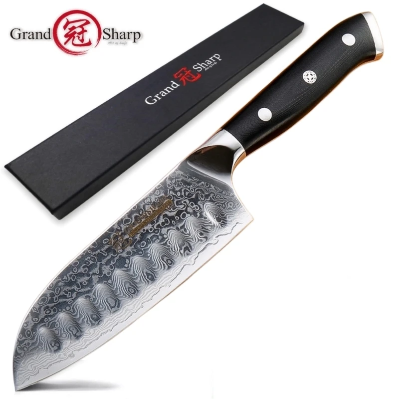 

Damascus chef knife japanese kitchen knives santoku VG10 quality steel professional cooking sowoll meat vegetable cutting knife