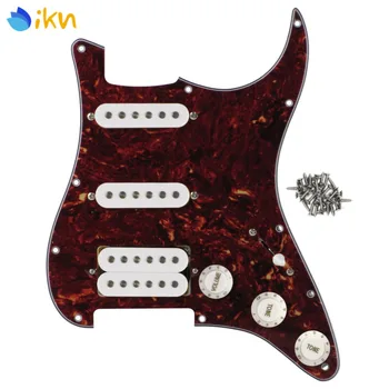 

New Red Totorise Shell 4Ply SSH Loaded Prewired Guitar Pickguard 11 Holes Set for Strat Electric Guitar Parts
