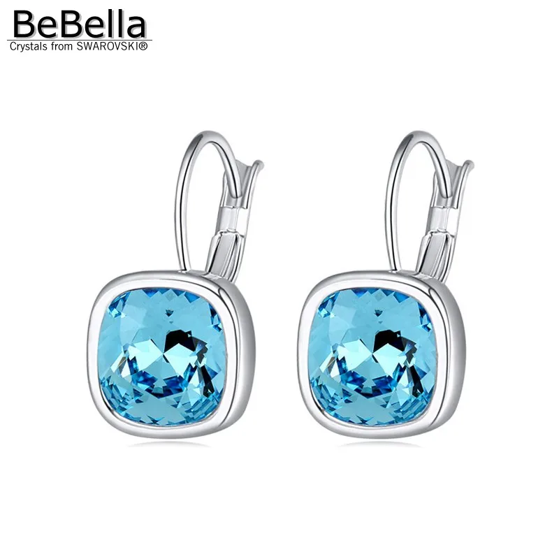 BeBella классические квадратные серьги для женщин из кристаллов Swarovski для женщин подарок - Окраска металла: Aquamarine