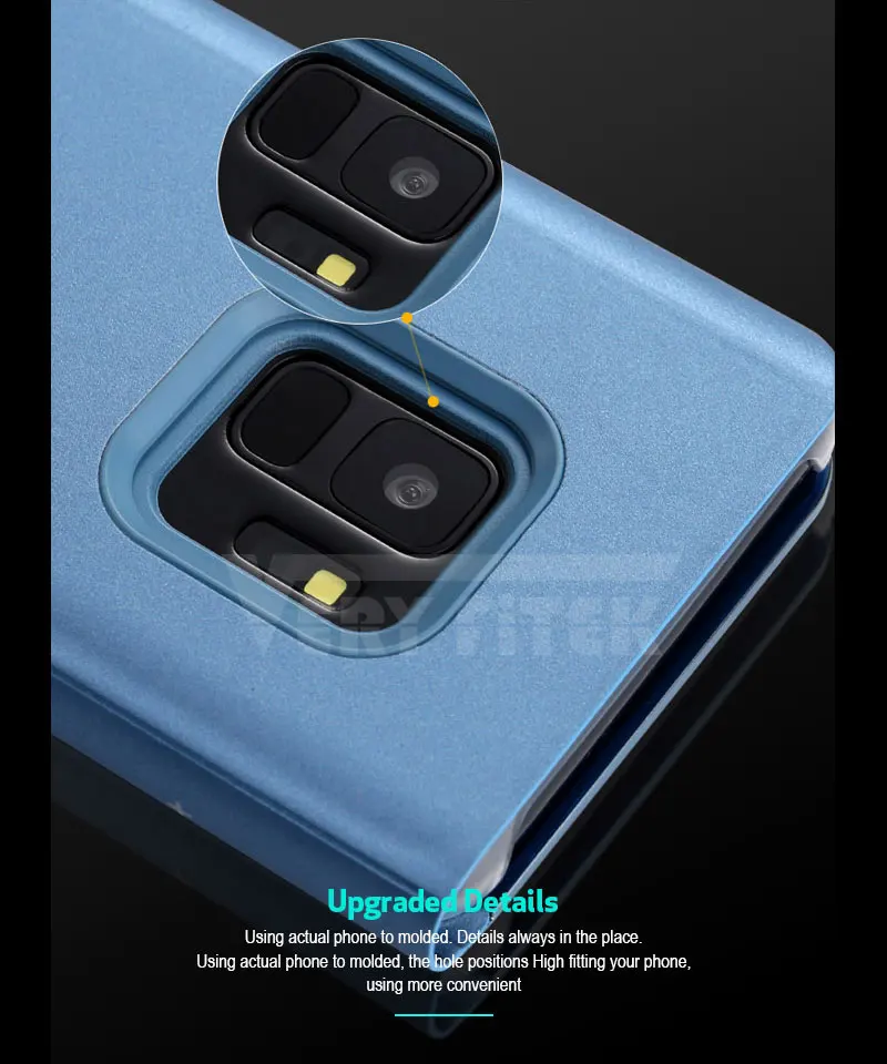 For Samsung Galaxy S9 S8 Plus S7 S6 edge A8 2018 Case Luxury Flip Stand Clear View Mirror Phone Cover For iphone X 8 7 6s 6 plus (14)