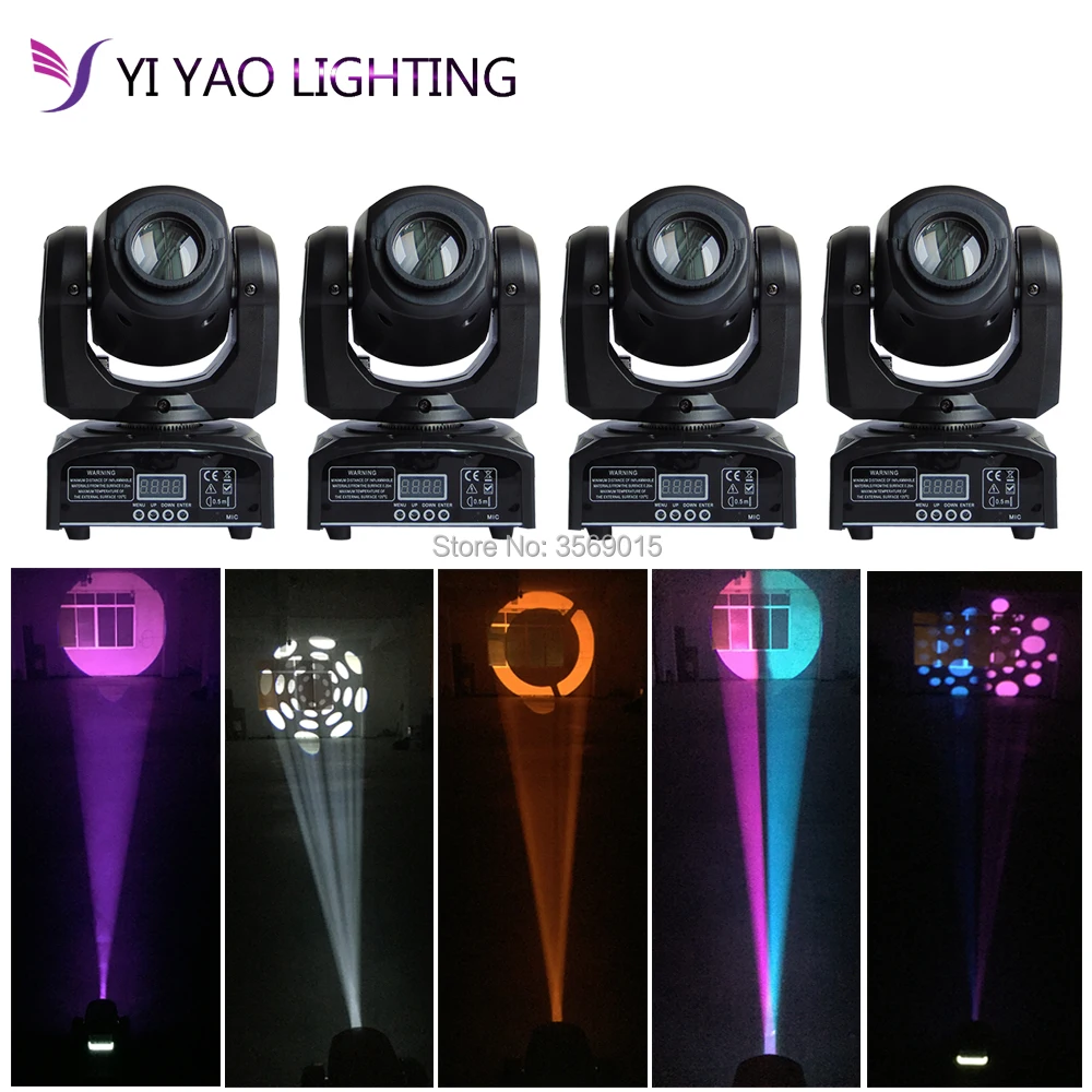 4pcs/lot 10W Mini LED DMX gobo Moving Head Spot Light Club DJ Stage Lighting Party Disco Light 4pcs/lot 10W Mini LED DMX gobo Moving Head Spot Light Club DJ Stage Lighting Party Disco Light