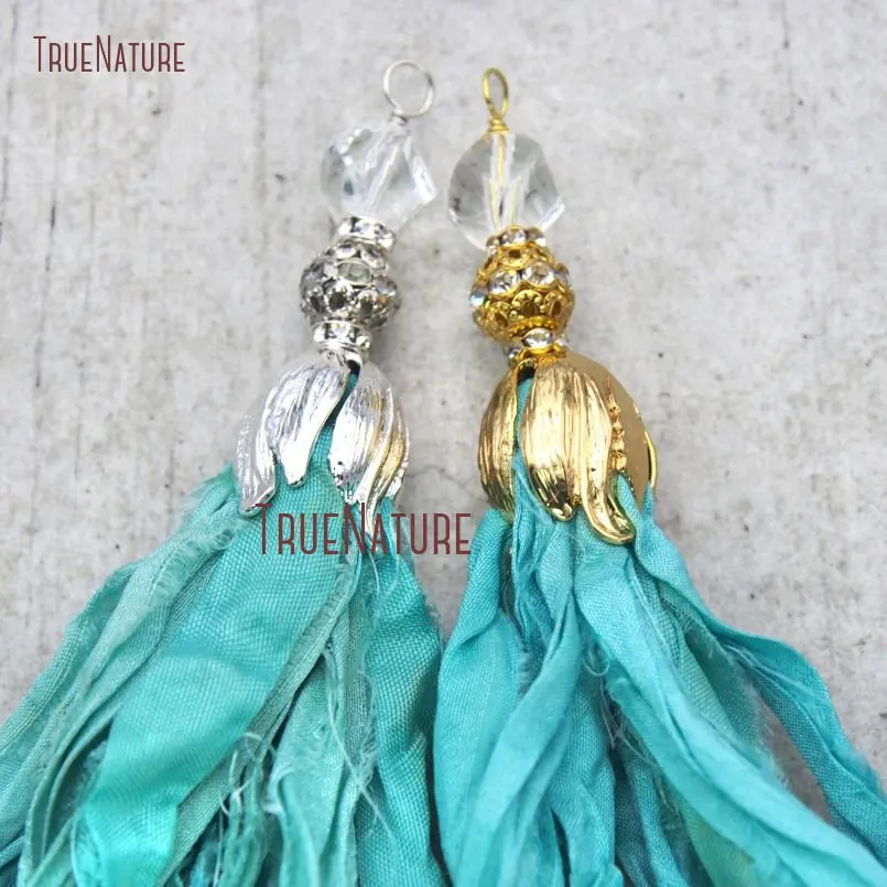20180518-PM14663-New Realease Turquoise Sari Silk Tassel Pendant Tulip Tassel Pendant Online