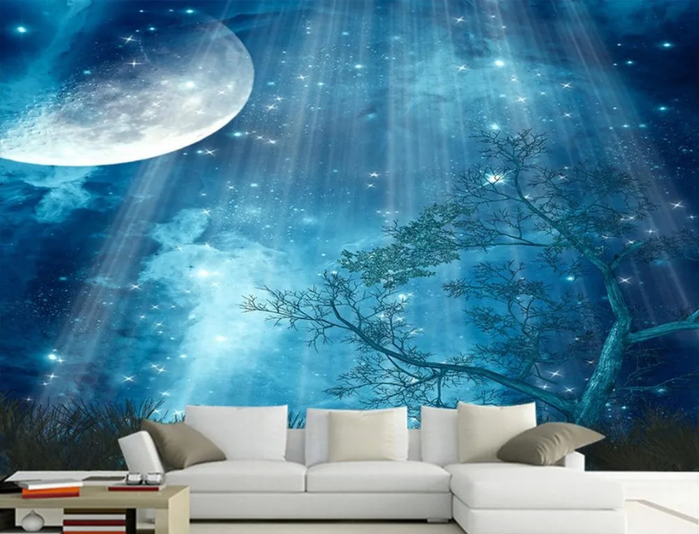

3d wall murals bedroom wall mural wallpaper Custom Sky tree night view TV wall nonwoven wallpaper brick wall