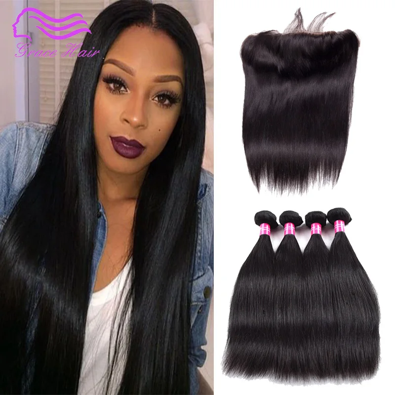 Brazilian Virgin Hair With Closure Brazillian Straight Human Hair