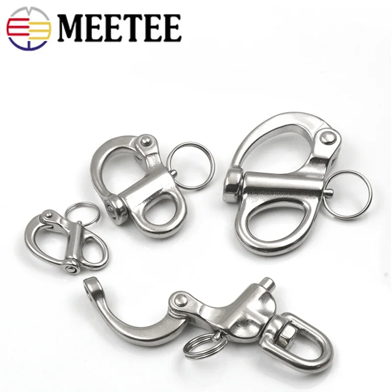 

Meetee 1Pc Stainless Steel Swivel-Snap Shackle Hooks Key Chain Ring Release Durable Outdoor Webbings Chain Buckles DIY Crafts