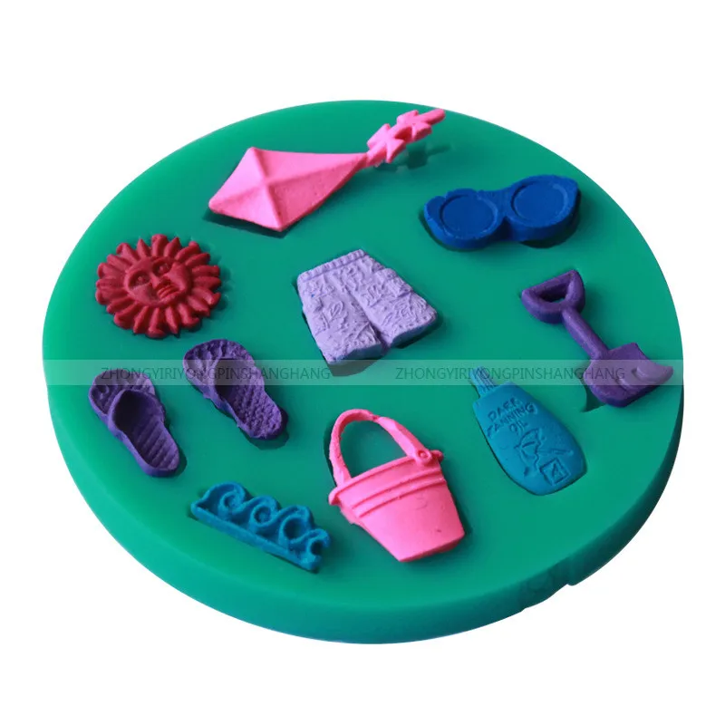 3D Beach Vacation Silicone Embossed Molds Chocolate Cake Mold Biscuits