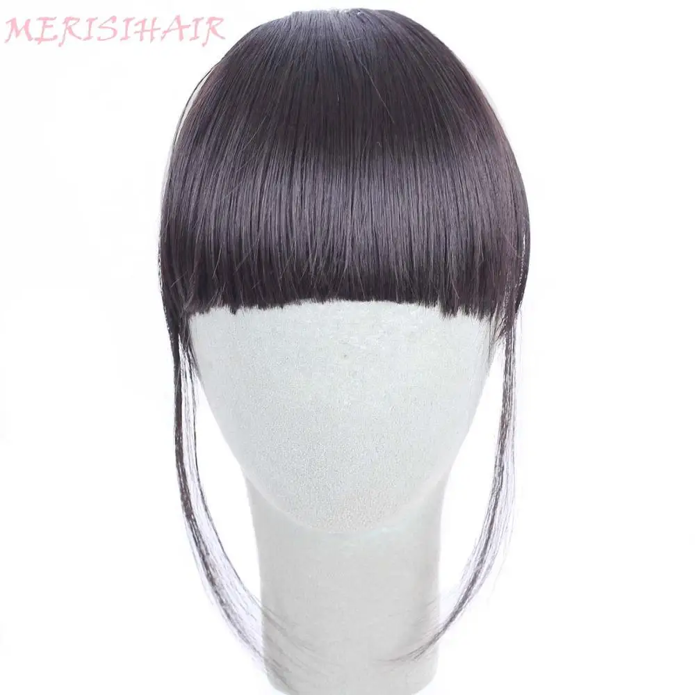 MERISI HAIR 8 Color Clip In Hair Bangs Hairpiece Synthetic Fake Bangs Hair Piece Clip In Hair Extensions