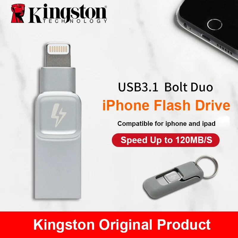 Kingston Bolt USB 3.0 Flash drive Memory Stick for Apple iPhone & iPads with iOS 9.0 pendrive mfi certified metal Cle usb Disk