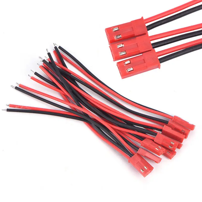 

10pcs 100mm JST Connector Plug Cable Male+Female for RC Battery, 2 pin connector for led rigid strip light, connect for power