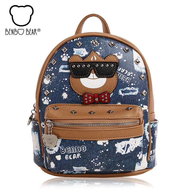 High Quality Printing Backpack Women Cute College Wind School Bags for Teenage Girl PU Leather Travel