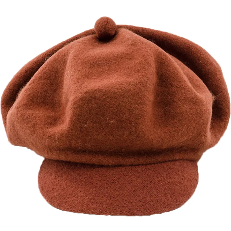 Douchow Женская однотонная шерстяная шапка с французским газетчиком, шапки s, высокое качество, зимняя теплая шапочка для девушек, шапка для женщин
