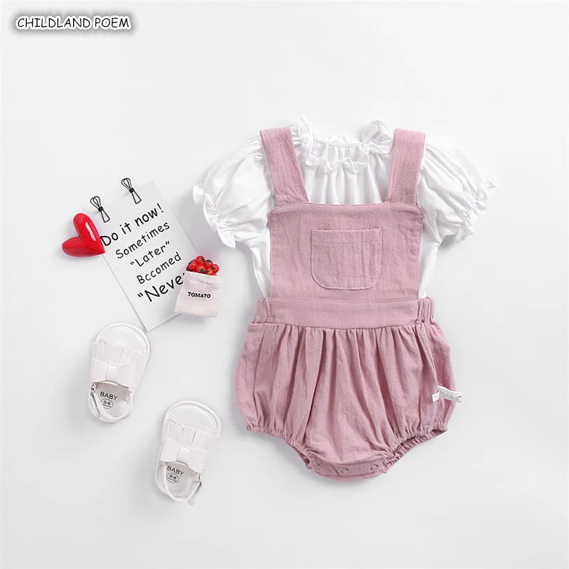 Newborn Baby Girl Clothes Baby Clothes Summer Cotton Baby Clothing Set For Girl T Shirt+ Romper 2pcs Toddler Outfits For Girl