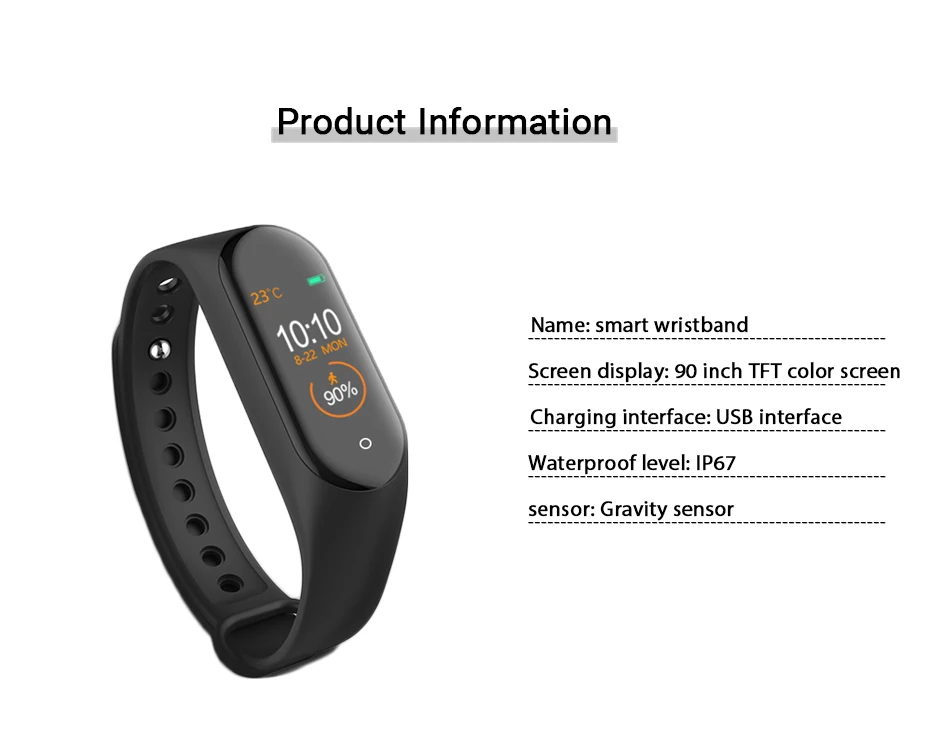 M4 New Smart Bracelet With Replacement With Smart Belt Heart Rate Activity Fitness Tracker Daily Sports Wear Wild M4