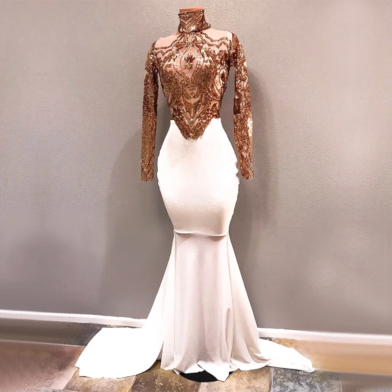 white and gold prom dress