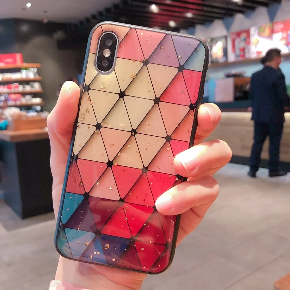 

Luxury Gold Foil Bling Phone Case For Xiaomi Redmi 5 Plus Note 5 6 Pro Case Mi 9 8 SE A2 Lite Geometric Love Leopard Soft Cover