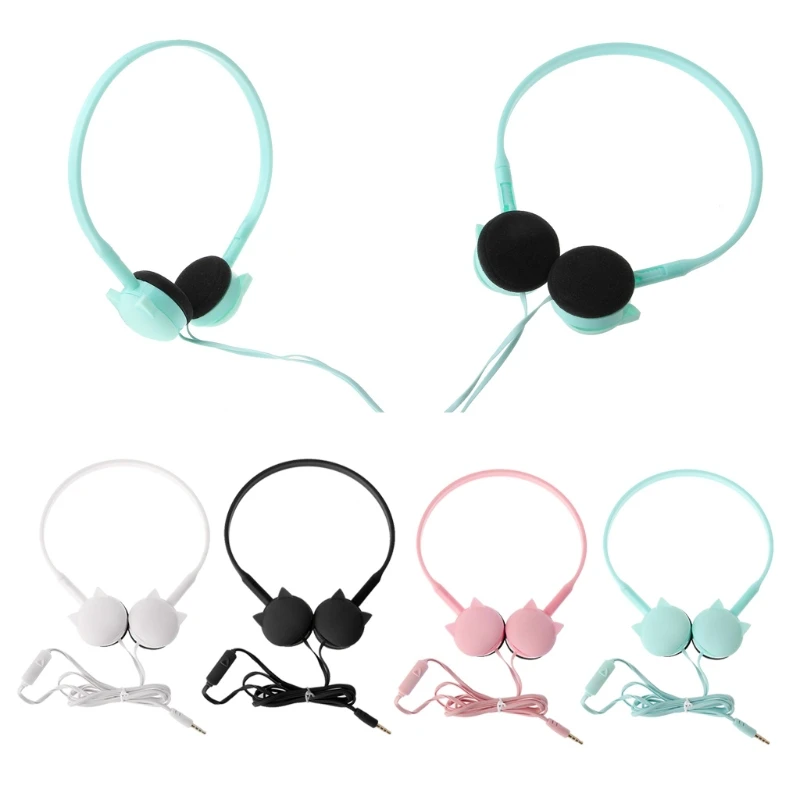 Goede OOTDTY Nieuwe Gezicht Kat Headset Hoofdband Grote Hoofdtelefoon Voor iPhone Android Telefoon Huawei Xiaomi MP3
