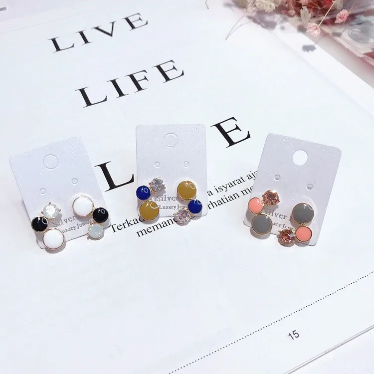 sweet round pinkycolor earring 925 silver post Hypoallergenic fadeless alloy fashion jewelry stud earrings for women girl gift