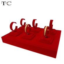 Красный бархат C подставка держатель для витринные подставки для ювелирных изделий Подставка для кабошона коробка для золотистый браслет ножной браслет комплект для органайзера