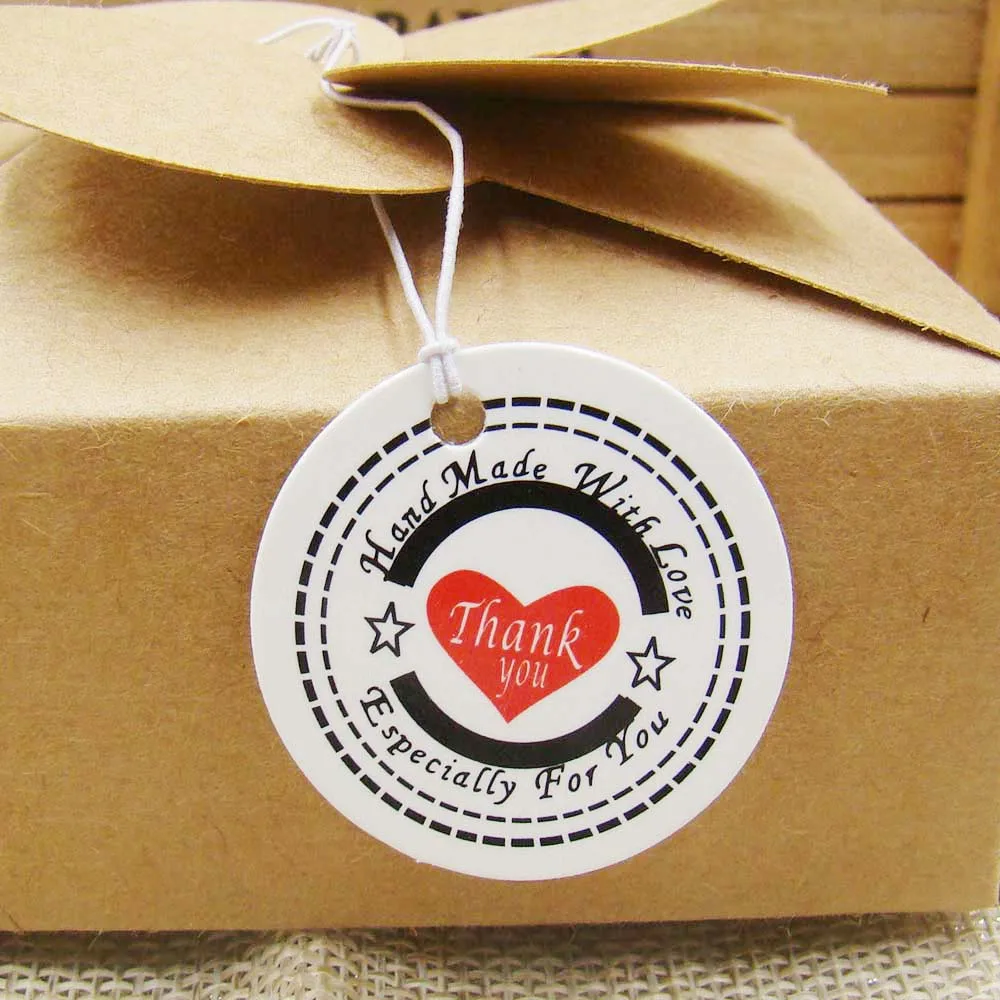 

New 50pcs Thank You Gift Tags Kraft Paper especially for you Vintage product Tag Wedding favors handmade gift hang tag with love