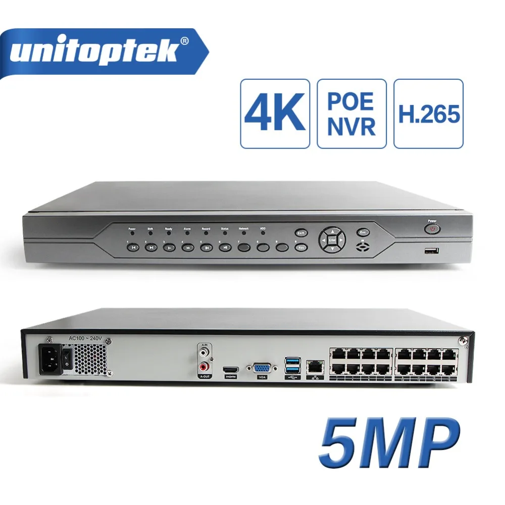 H.265 16CH POE NVR Onvif 2HDD слот 48В Для 4K 5MP 3MP 1080P HD IP камера сетевая видеокамера система
