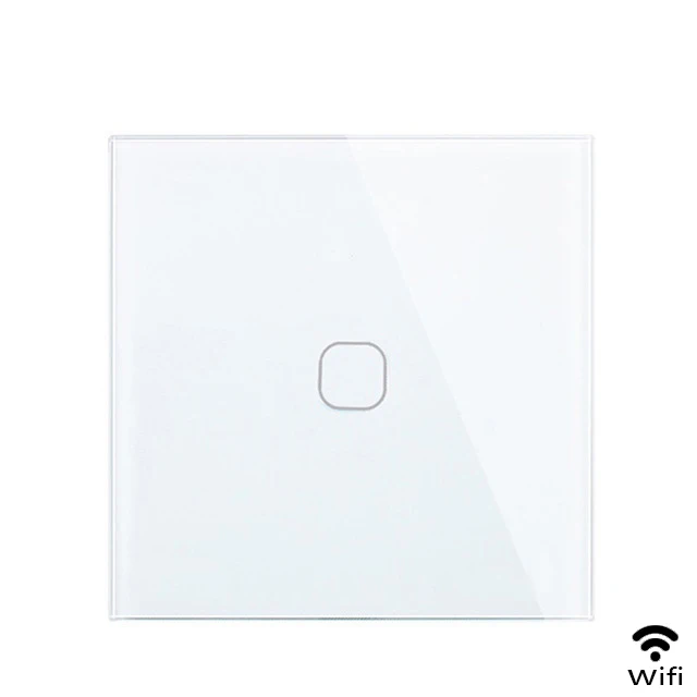 Minitiger EU/UK wifi умный сенсорный выключатель приложение беспроводной пульт дистанционного света настенный выключатель Хрустальная стеклянная панель работает с Alexa/Google Home - Цвет: WiFi White 1gang