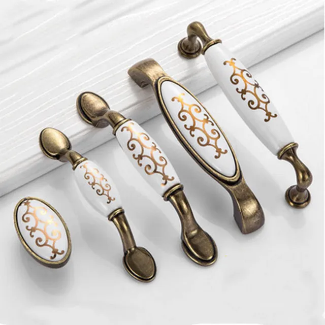 Special Offers Antique Golden hook flower Ceramic Door Handles Kitchen Cabinet Handles Metal Furniture Drawer Pulls CZ-0075 Special Offers Antique Golden hook flower Ceramic Door Handles Kitchen Cabinet Handles Metal Furniture Drawer Pulls CZ-0075