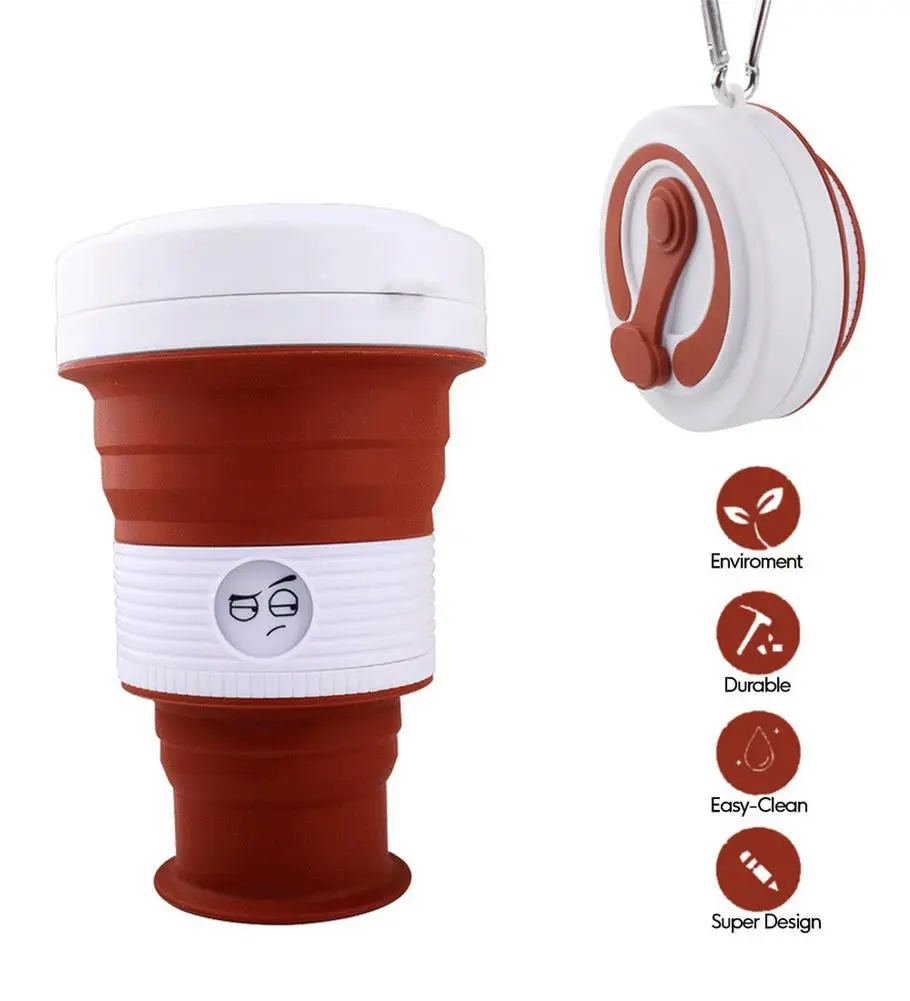 

Silicone Drinking Cup 550ml Cute Innovative Rotating Emoticon Portable Folding Cup Coffee Cup For Office Outdoor Travel Camping