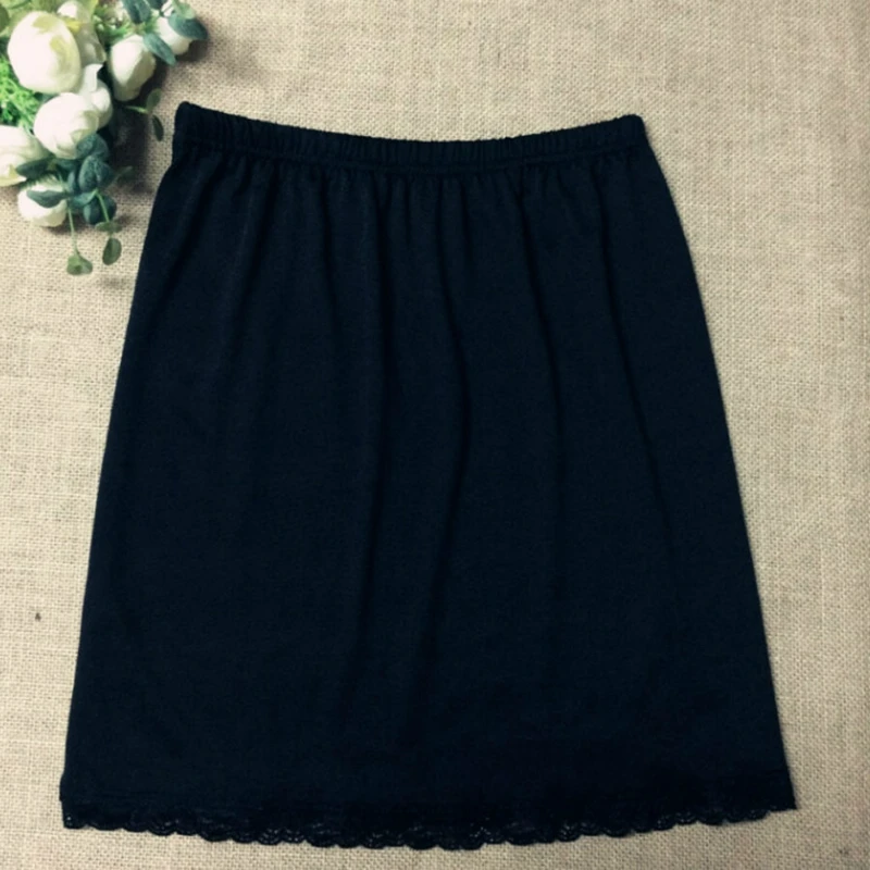 Women Waist Slip Lady Black White Short Underskirt Soft And Comfortable Cotton Length 40cm Petticoat Half Slips New YYY9381 leather skirt