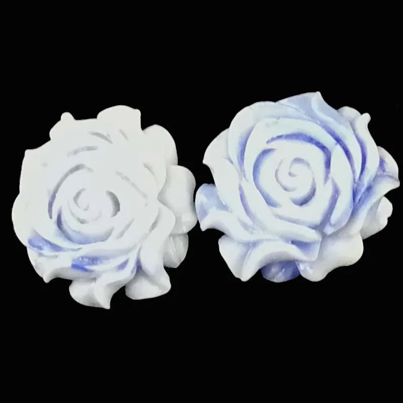 

2Pcs blue Giant Clam Carved Flower Pendant Bead 20x9mm
