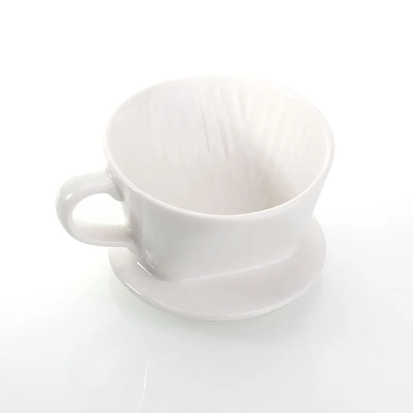 

1-2 servings white ceramic cup, V-shaped coffee filter, of creamy-white color, high-end coffee filter cup