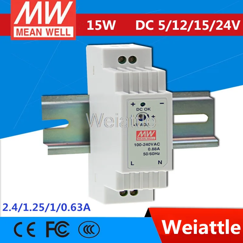 5V 12V 15V 24V MEAN WELL 12W 15W 2.4A 1.25A 1A 0.63A промышленный din-рейка источник питания DR-15-5 DR-15-12 DR-15-15 DR-15-24