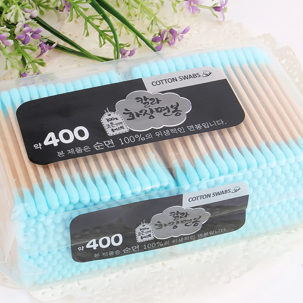 400pcs Double Head Cosmetic Cotton Swab Double Head Ended Clean Cotton Buds Nose Ears Cleaning Health Care Tools