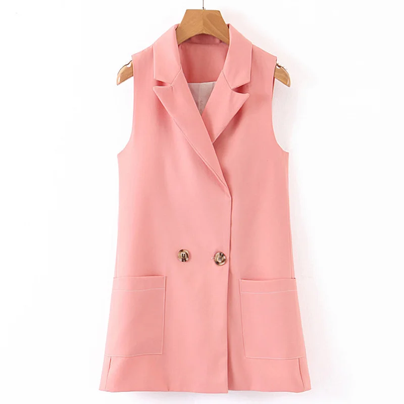 

Fandy Lokar Solid Buttons Vests Women Fashion Casual Coats Women Elegant Pockets Turn Down Collar Vests Female Ladies GR