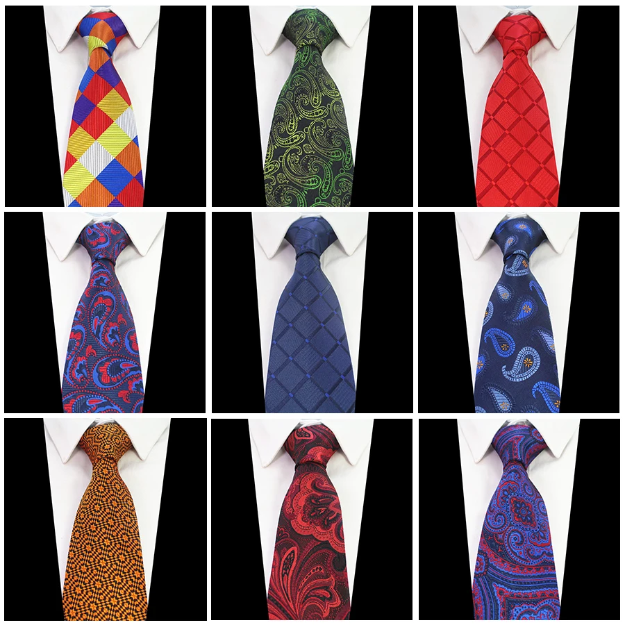 

GUSLESON New Design Silk Men Ties Paisley Plaid Jacquard Woven Neck Tie Floral 8cm Ties for Men Suit Business Wedding Necktie