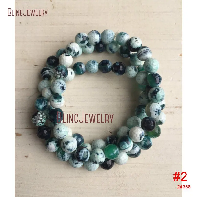 20190311-BM24365-faceted white agate beaded bracelets and multi green agate bracelets with gunmetal pave crystal roundels_2