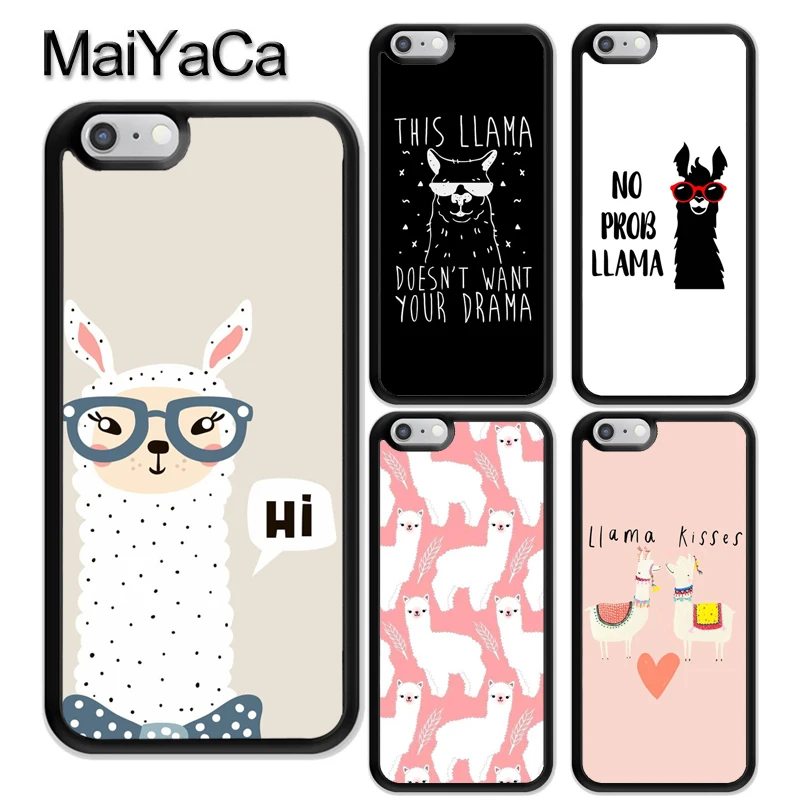 

MaiYaCa No Prob-llama Lama Quotes Rubber Phone Case For iPhone X 6 6S 7 8 Plus 5 5S SE Cover For iPhone XS Max XR TPU Coque