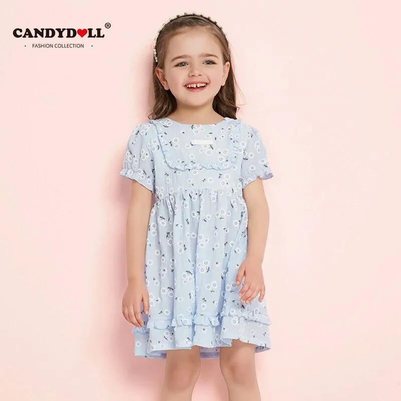 Candydoll Kidls Blue Short Sleeve Dress 2018 Summer New Children's ...